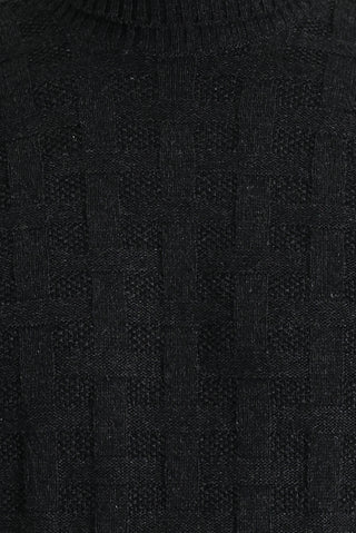  Orta Antrasit Balıkçı Yaka Regular Fit Yünlü Desenli Pamuklu Triko Kazak