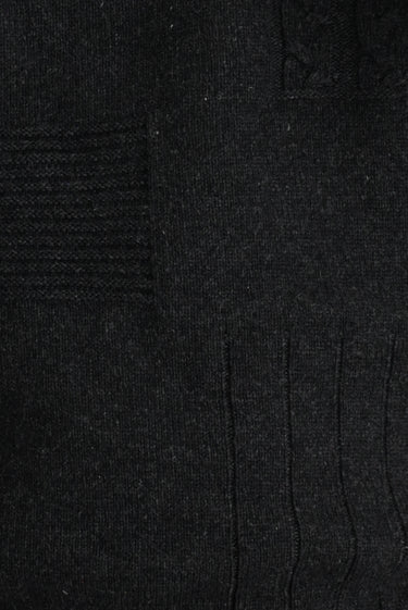 Koyu Antrasit Balıkçı Yaka Regular Fit Desenli Yünlü Triko Kazak