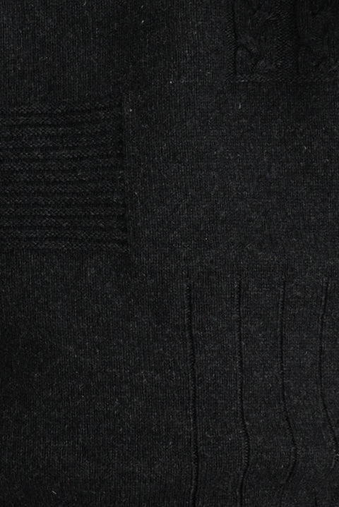 Koyu Antrasit Balıkçı Yaka Regular Fit Desenli Yünlü Triko Kazak