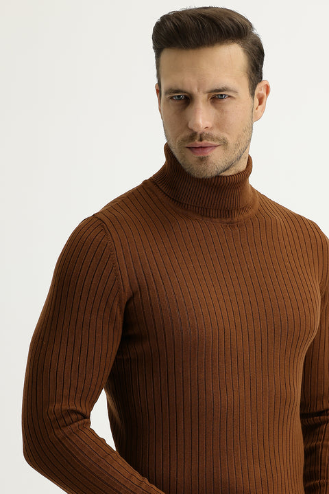 Tarçın  Balıkçı Yaka Slim Fit Dar Kesim Triko Kazak