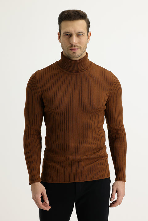 Tarçın  Balıkçı Yaka Slim Fit Dar Kesim Triko Kazak