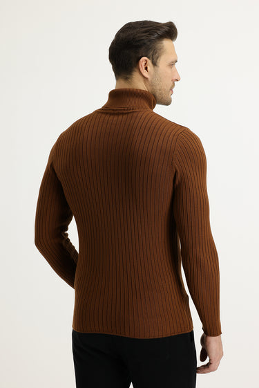 Tarçın  Balıkçı Yaka Slim Fit Dar Kesim Triko Kazak