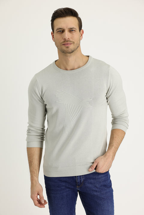 Taş Bisiklet Yaka Slim Fit Triko Kazak