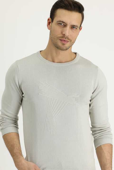 Taş Bisiklet Yaka Slim Fit Triko Kazak