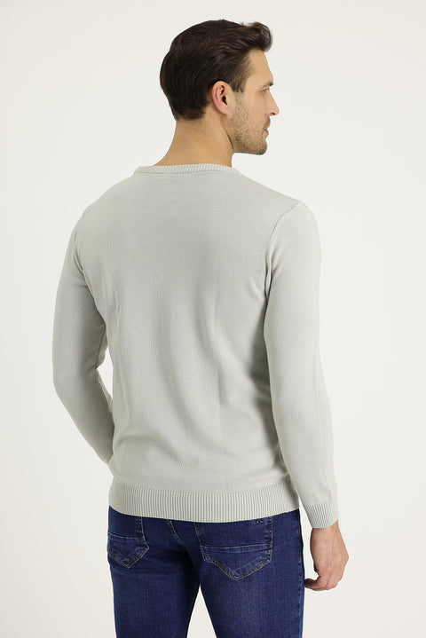 Taş Bisiklet Yaka Slim Fit Triko Kazak