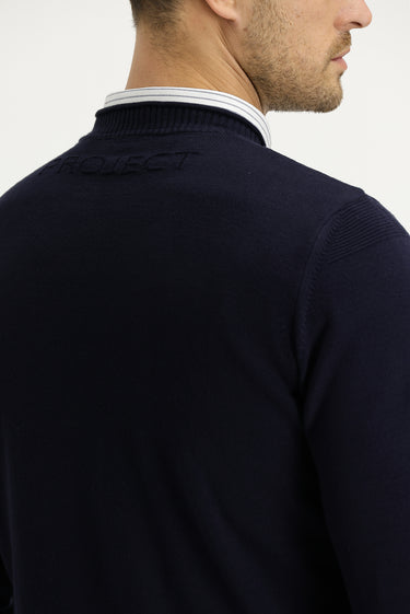 Koyu Lacivert Bisiklet Yaka Slim Fit Dar Kesim Triko Kazak