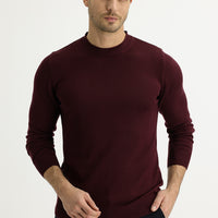 Açık Bordo Bisiklet Yaka Slim Fit Dar Kesim Triko Kazak