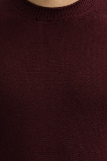 Açık Bordo Bisiklet Yaka Slim Fit Dar Kesim Triko Kazak