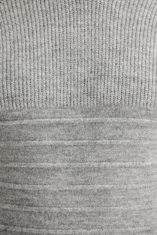  Açık Gri Melanj Bisiklet Yaka Slim Fit Dar Kesim Yünlü Desenli Triko Kazak