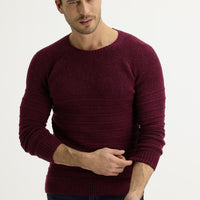 Mürdüm Bisiklet Yaka Slim Fit Dar Kesim Yünlü Desenli Triko Kazak