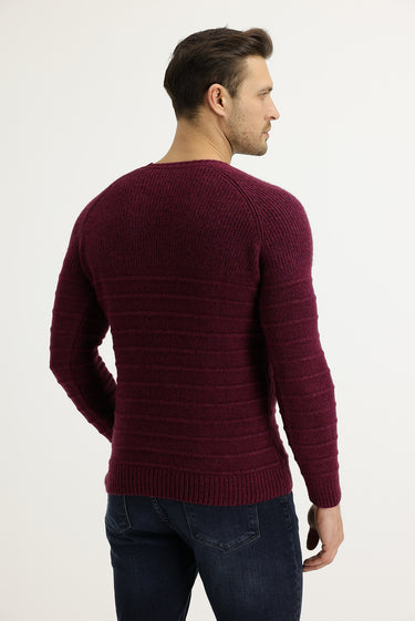 Mürdüm Bisiklet Yaka Slim Fit Dar Kesim Yünlü Desenli Triko Kazak