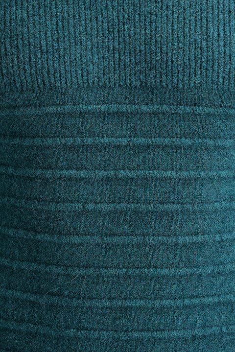 Zümrüt Yeşili Bisiklet Yaka Slim Fit Dar Kesim Yünlü Desenli Triko Kazak