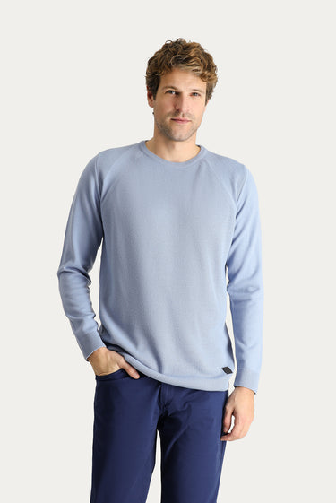 Mavi Bisiklet Yaka Slim Fit Dar Kesim Desenli Triko Kazak