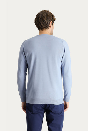 Mavi Bisiklet Yaka Slim Fit Dar Kesim Desenli Triko Kazak
