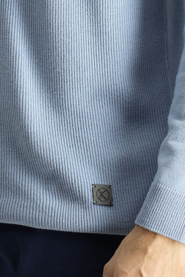 Mavi Bisiklet Yaka Slim Fit Dar Kesim Desenli Triko Kazak
