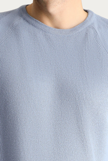 Mavi Bisiklet Yaka Slim Fit Dar Kesim Desenli Triko Kazak