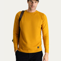 Safran Bisiklet Yaka Slim Fit Dar Kesim Desenli Triko Kazak