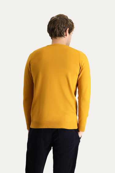 Safran Bisiklet Yaka Slim Fit Dar Kesim Desenli Triko Kazak
