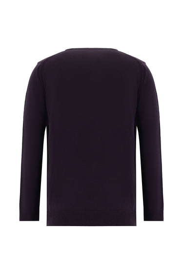 Orta Mor Bisiklet Yaka Slim Fit Dar Kesim Desenli Triko Kazak