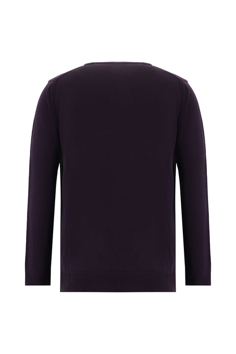 Orta Mor Bisiklet Yaka Slim Fit Dar Kesim Desenli Triko Kazak
