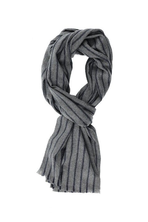 Orta Gri Çizgili Atkı