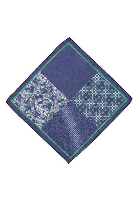 Orta Lacivert Desenli Mendil