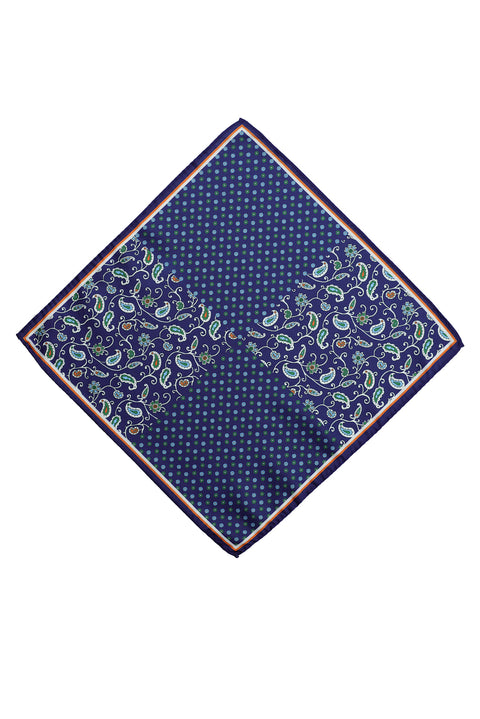 Orta Lacivert Desenli Mendil