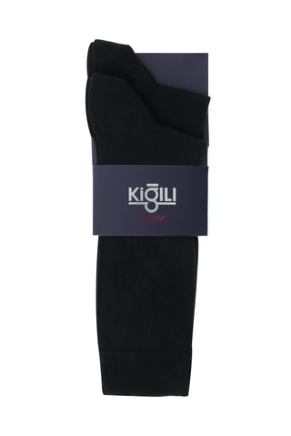  Koyu Siyah 2'li Desenli Çorap Seti