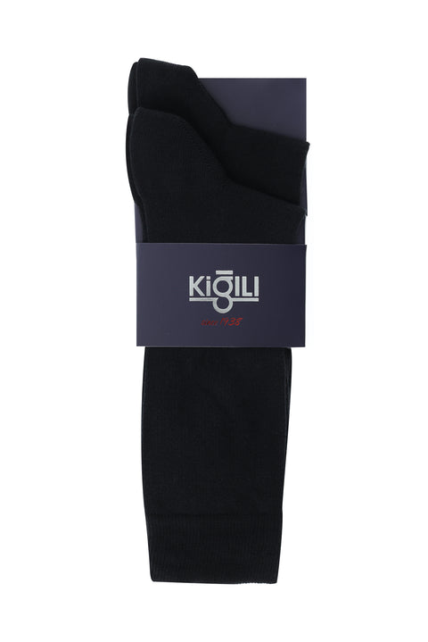 Koyu Siyah 2'li Desenli Çorap Seti
