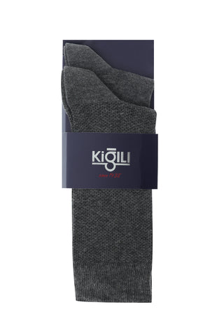  Orta Füme 2'li Desenli Çorap Seti