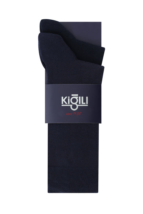 Koyu Lacivert 2'li Desenli Çorap Seti