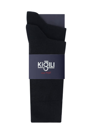  Koyu Siyah 2'li Desenli Çorap Seti
