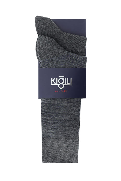 Orta Füme 2'li Desenli Çorap Seti