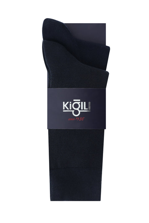 Orta Lacivert 2'li Desenli Çorap Seti