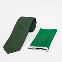 Dark Green 2-Piece Plain Silk Tie & Pocket Square Set