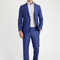 Koyu Mavi  7 Drop Slim Fit Dar Kesim Desenli Takım Elbise