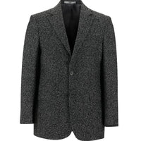 Siyah Regular Fit Desenli Yünlü Ceket