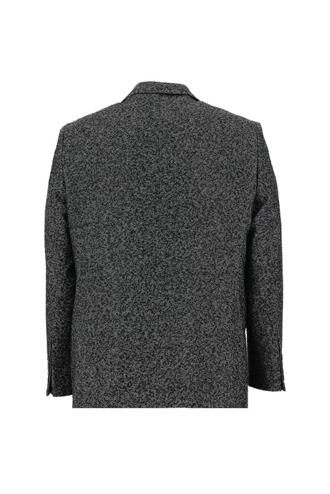 Siyah 4 Drop Relaxed Fit Rahat Kesim Desenli Yünlü Ceket