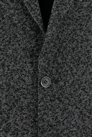 Siyah Relaxed Fit Rahat Kesim Desenli Yünlü Ceket