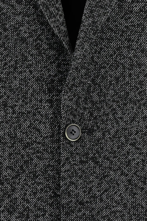 Black 6 Drop Regular Fit Patterned Wool Jacket