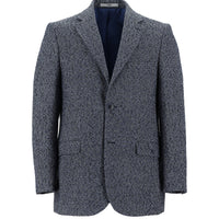 Orta Lacivert Relaxed Fit Rahat Kesim Desenli Yünlü Ceket