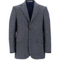 Orta Lacivert 6 Drop Regular Fit Standart Kesim Desenli Yünlü Ceket