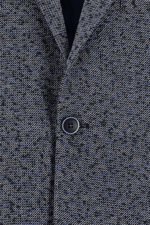 Orta Lacivert 4 Drop Relaxed Fit Rahat Kesim Desenli Yünlü Ceket