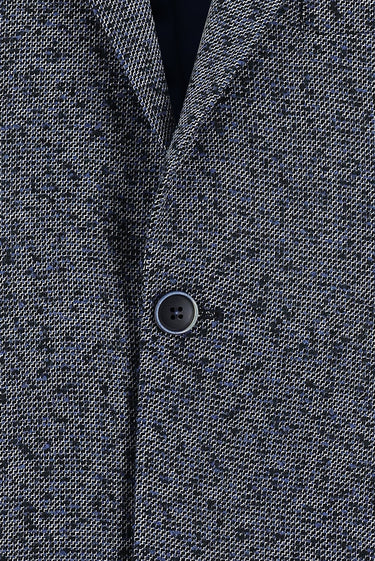 Orta Lacivert Regular Fit Desenli Yünlü Ceket