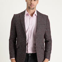Açık Bordo 6 Drop Regular Fit Standart Kesim Desenli Yünlü Ceket
