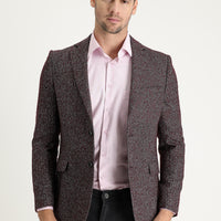 Açık Bordo Regular Fit Desenli Yünlü Ceket