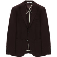 Koyu Bordo Slim Fit Dar Kesim Yünlü Klasik Desenli Ceket