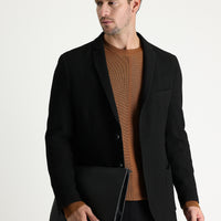 Siyah Super Slim Fit Ekstra Dar Kesim Desenli Ceket