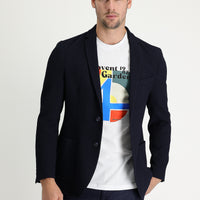 Koyu Lacivert Super Slim Fit Ekstra Dar Kesim Fit Desenli Ceket