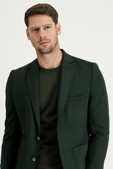 Koyu Yeşil 7 Drop Slim Fit Dar Kesim Ceket